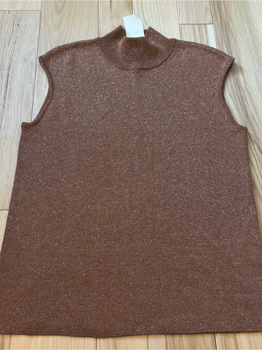 NEW Coldwater Creek Silk Blend Mockneck Shimmering Copper Brown  Sleeveless Top